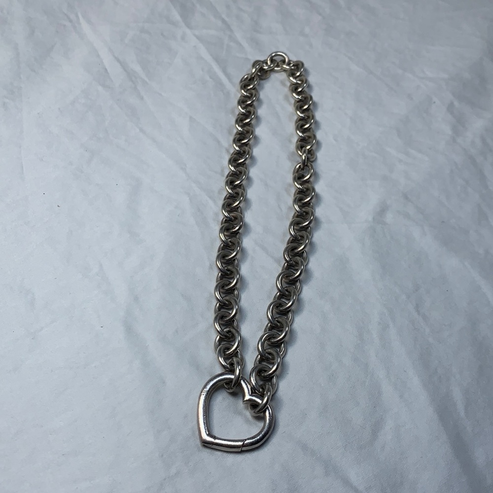 Tiffany and Co. Silver Heart Clasp Necklace 15”